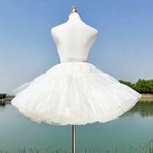 1 chiếc váy lót Lolita bằng vải tuyn trắng bồng bềnh, thích hợp cho cosplay, dạ hội, váy lót cô dâu, váy múa ba lê, váy tuyn 4 lớp, Halloween. - trắng - Xem 4