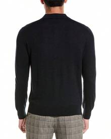 Bruno Magli Wool Polo Sweater - Màu xanh lam - Xem 3