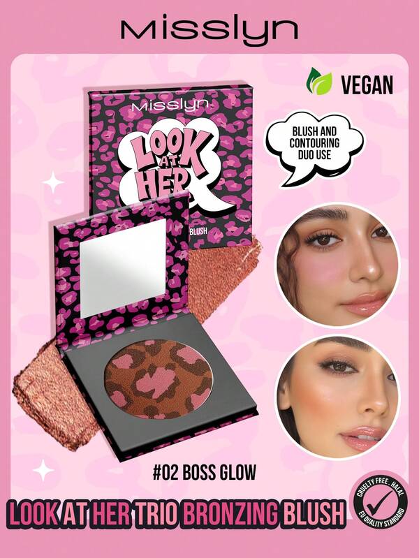  MISSLYN - Look At Her 腮红粉，情人节，情人节礼物，双色修容腮红，高显色度修容腮红粉，不褪色修容腮红粉，持久显色修容腮红粉，光泽修容腮红粉，轻盈修容腮红粉，自然腮红。情人节礼物