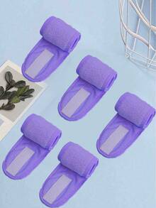 1件/3件/5件装可调节宽发带瑜伽SPA沐浴淋浴化妆洗脸美容头带女士化妆配饰发饰 - 黑色 - 查看 30