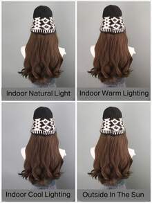 二合一针织帽配长卷发假发，女士假发帽，带假发的帽子，冬季保暖无缝发饰 - 彩色 - 查看 9