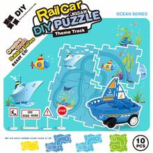 DIY拼图玩具车轨道：跨境智能设计，亲子互动、认知发展和冒险游戏的理想之选——互动社交活动的必备品，男女皆宜——畅销热销产品——送给朋友、生日、圣诞节的完美礼物 - 彩色 - 查看 6