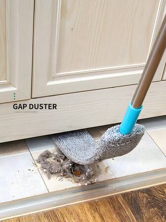 家用电器底部除尘刷，超细纤维除尘掸，带延长杆（40 至 55 英寸），可弯曲、可水洗、可伸缩，适用于沙发床家具底部缝隙除尘 - 干湿两用，灰色