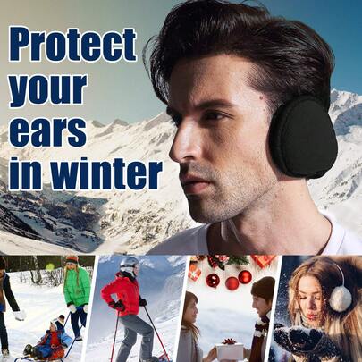 Unisex Foldable Ear Muffs, Fleece/Knit Winter Ear Warmers For Men