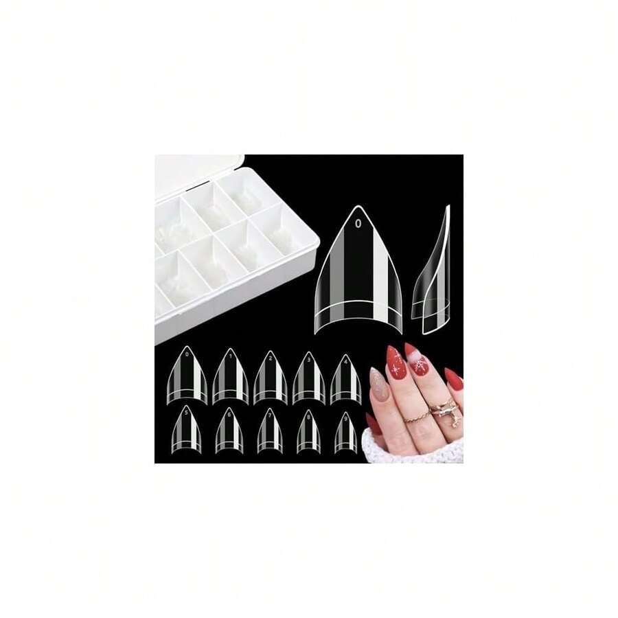 500PCS Short Stiletto Nail Tips For Acrylic Nails Professional, Extra Short Clear False Nails French Tips Artificial Nail Extension For Manicure Nail Salon Supplies DIY Home,10 Sizes{Inchcolorinch:InchClearinch} - Clear - 查看 1