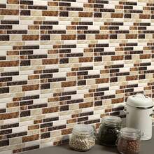 9/11/25pcs Brick Pattern Kitchen Tile Stickers, Kitchen Oil-Proof Stickers, Faux Marble & Crystal Wall Paper For Bathroom Renovation, Self-Adhesive Tile Stickers For Old House Remodeling - Yellow - View 3