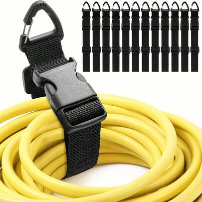 1/4/6pcs Heavy-Duty Adjustable Extension Cord Organizers With 3-Axis Buckle | Black Durable Polypropylene Storage Straps For Workshop, Garage & Home Organization, Secure Cord Management, Cord Holder, Tool Organizer, Sturdy Construction