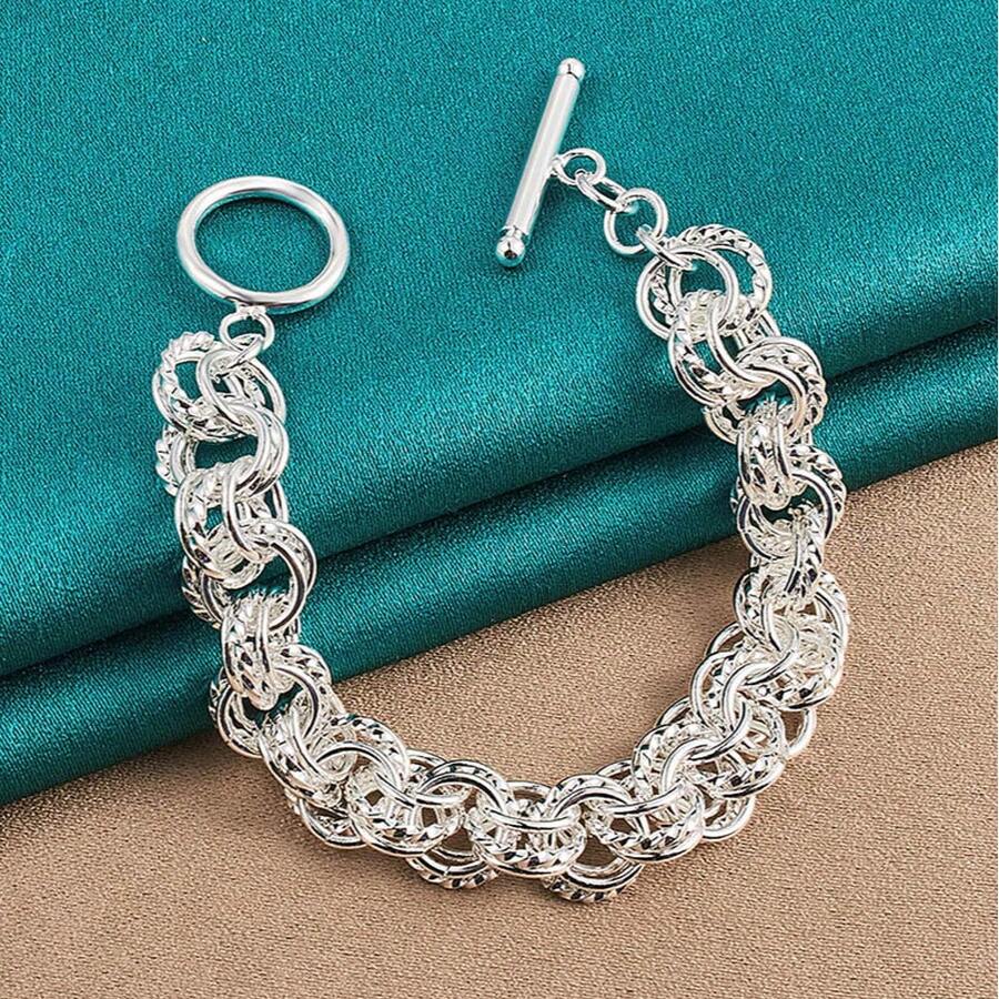 High Quality 925 Silver Plated Jewelry Pretty Nice Fashion Popular Bracelets Wedding Party Circle Factory Price - Silver - View 1