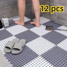 12 件套优质防滑浴室地垫套装 - 防水、防潮、易清洁，带排水孔，适用于家庭、酒店和餐厅 - 打造舒适沐浴体验的完美装饰。浴室防滑地垫，浴室淋浴房地垫 - 彩色 - 查看 9