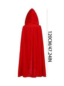 1件圣诞派对服装小红帽斗篷，带帽红色仙女公主斗篷，适用于各种节日派对和角色扮演 - 彩色 - 查看 10