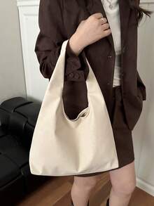 Women's Solid Color PU Leather Fashion Large Capacity Shoulder Bag For Daily Use