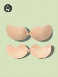 1/2件装加大码硅胶隐形聚拢文胸 - 无肩带露背隐形文胸，前扣式，可重复使用，透气