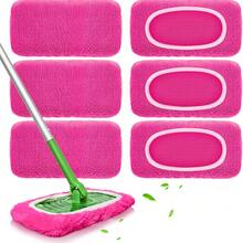 6 Stücke wiederverwendbare Wischtücher, geeignet für Wischmoppen - Mikrofaser Nass-Pads und maschinenwaschbare Trocken-Wischbezüge zum Wischen aller versiegelten Böden - Holz, Laminat, Fliesen und Stein (ohne Moppen) - Verschiedenfarbig - Übersicht 2