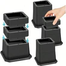 Bed Risers 2, 3 Or 4 Inch Stackable Furniture Risers Adjustable Anti - Slip Chair Raisers Sofas Couches Table Set Of 4 Pack Black - 2,3,4 Inch - View 2