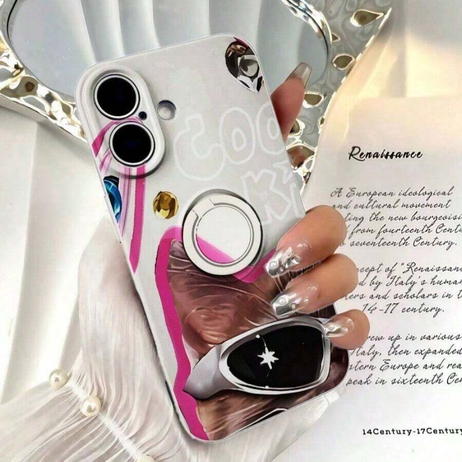 [Teléfono] Soporte de anillo de silicona, TPU antigolpes con agarre giratorio de 360°, cobertura total para phone 12, 13, 14, 15 y 16 (incluidos Pro/Pro/Plus). Colores: negro, blanco y azul. - Multicolor - Ver 1