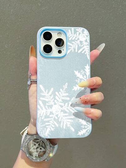 1 pieza Funda de teléfono suave, a prueba de golpes, resistente al agua y antideslizante con diseño minimalista de copo de nieve sobre fondo azul, compatible con teléfonos Apple, gran regalo para amigos, familia, parejas, cumpleaños, festividades