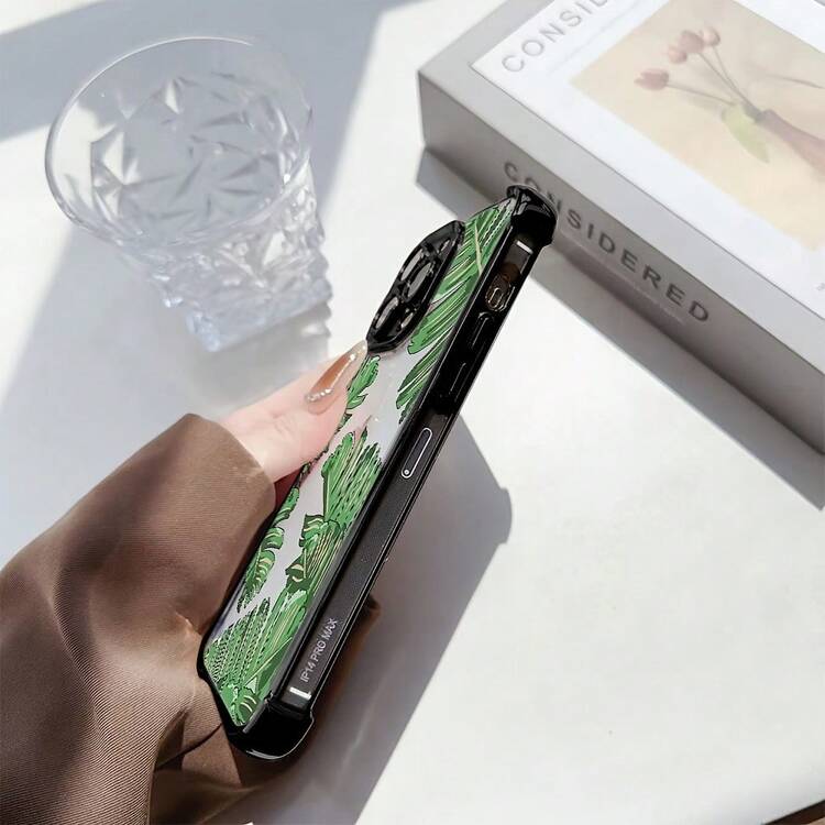 Funda trasera transparente suave a prueba de golpes con patrón de hojas de selva para 17 16 15 14 13 12 11 Pro X XR XSMAX 8 39 Plus - Colores mixtos - Añade 6