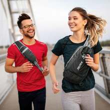 - Bolso bandolera con bloqueo RFID, ligera, bandolera para viajes, deportes, correr - Amarillo - Ver 4