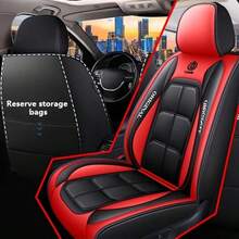 2 PACK Leather Seat Cover Universal Fit Front Seat Covers Waterproof Breathable Seat Covers Car Protector For Most Sedans SUV Pick-Up Truck (Black&Red) - 紅色 - 查看 4
