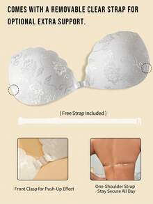 1pc Lace Invisible Push-Up Bra, Comes With Randomly Sewn Transparent Straps, Suitable For Women's Wedding Dresses, Camisoles, Bras - Pairs Well With Camisoles, Dresses, Jumpsuits