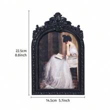 1个复古黑白拱形花卉装饰相框，复古欧式温馨家居桌面装饰照片展示框，适用于照片展示、家居装饰和摄影道具 - 彩色 - 查看 14