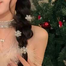 10pcs Metal Snowflake Hair Clips For Women - Elegant Winter Hair Accessories With Intricate Design, Perfect For Parties & Cold Weather, Secure Hold Hairpins For Updos, Braids, And Winter Hairstyles, Winter Hair Accessories, Braid Embellishments, Holiday Hair Decor, Sophisticated Style, Sparkling Details, Durable Hairpins - Multicolor - View 4