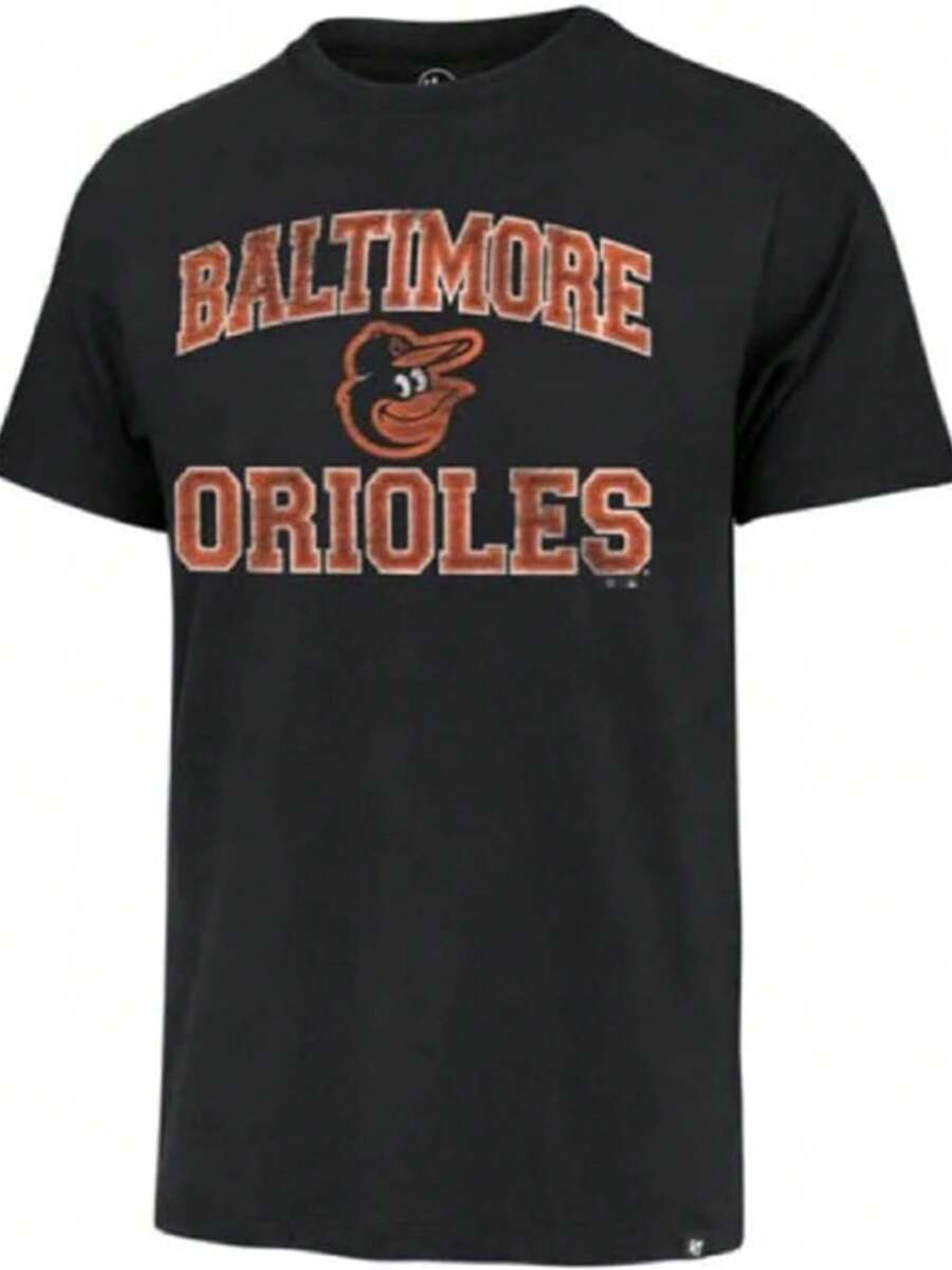 MLB Union Arch Franklin Team Color Primary Logo Word Mark T-Shirt (Baltimore Orioles Black - 黑色 - 查看 1