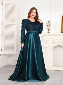 hezixi High Quality Elastic Sequin V-Neck Cover Sleeves With Slim Fit And Fishtail Hem Design, Plus Size Featuring A Elegant And Luxurious Long Dress For Women,Making Women Younger And More Charming,Suitable For Various Parties, Graduations, Weddings, Events And Various Banquets And Dancing Parties,Formal Ball Gown For Women (Deluxe Edition)