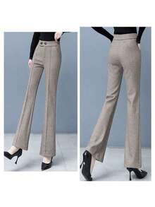 女士新款秋冬畅销人字纹羊毛裤-加厚休闲日常办公室正装裤