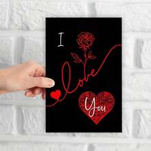 1pc Romantic Red Rose "I Love You" Card With Envelope, Elegant Design Paper Greeting Card With Message Inside, Suitable For Birthday, Anniversary, Valentine's Day Celebration And Party