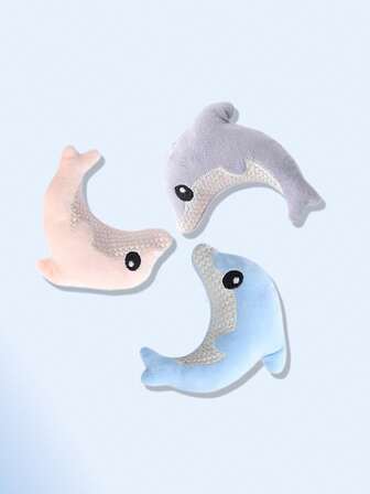 Funny Cute Dolphin Shaped Plush Cat Chewing Toy For Grinding And Cleaning Teeth Interactive Dolphin Relaxation Plush Toys For Relieve Boredom And Entertainment Funny Toys For Cats