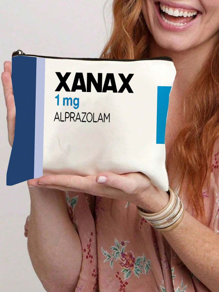 1 pezzo Borsa portamedici Leksal Xanax di Leksal - Organizer per compresse di Alprazolam da 1 mg con chiusura lampo sicura, borsa per il trucco, borsa stampata, borsa per il deposito, bustina cosmetica per piccoli oggetti, borsa da viaggio, borsa per il trucco, borsa per cosmetici, necessaire da viaggio, accessori da crociera, accessori per le vacanze per uomo e donna