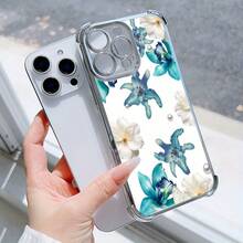 Funda de Teléfono con Diseño de Patrón Floral Azul y Blanco para  16, 16e, 16 Plus, 16 Pro, 16 Pro Max,  15, 15 Plus, 15 Pro, 15 Pro Max, 14, 14 Plus, 14 Pro, 14 Pro Max, 13, 13 Pro, 13 Pro Max, 12, 12 Pro, 12 Pro Max, 11, 11 Pro Max, 7, 8, X, XS, Anti-suciedad,  de Moda, Antigolpes en las Cuatro Esquinas - Colores mixtos - Ver 8