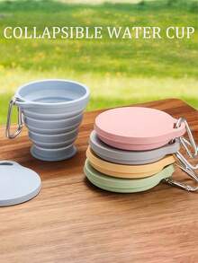 Portable Foldable Silicone Water Cup With Lid, Reusable, Collapsible, Compact Mini Sports Bottle For Hiking, Climbing, Outdoor Adventure, Travel, Camping, Essential Accessory - Multicolor - View 7