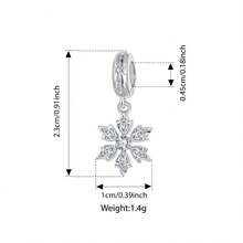 WOSTU 1个925纯银哑光雪花企鹅吊坠，配硅胶隔珠，适合女士手链，时尚DIY饰品礼品 - 銀色 - 查看 13