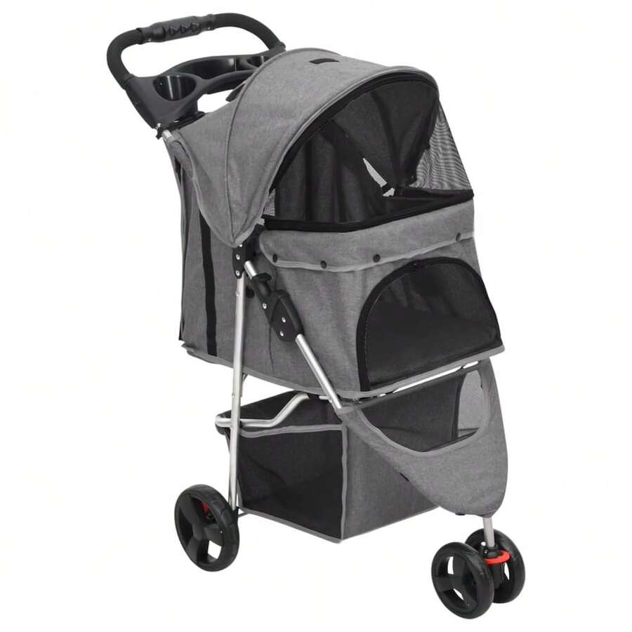 vidaXL Faltbarer Hundewagen Grau 80x46x98 Cm Aus Oxford-Gewebe - Grey - View 1