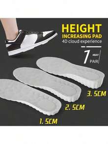 1 Pair Unisex Breathable Height Increasing Insoles, Non-Slip, Anti-Odor, Shock Absorbing, Full-Length Raised Insoles For Sports Shoes, Work Boots - White-gray 1.5cm - View 7