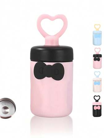 Botella de agua aislada de 17 onzas con asa en forma de lazo y corazón, minimalista y portátil para bebidas calientes/frías de Navidad, elemento esencial de hidratación festivo de Halloween - Termo de acero inoxidable multicolor con retención de calor/frío, regalo ideal para amantes del estilo Kawaii y la vajilla, elemento esencial diario imprescindible para temporadas y fiestas