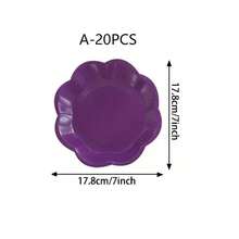 10 piezas/20 piezas/40 piezas/50 piezas, Plato de papel en forma de abanico con degradado de color púrpura lavanda, plato decorativo desechable/plato de postre de 7 pulgadas, adecuado para el Día de San Valentín, bodas, despedidas de soltera, suministros para fiestas de Navidad (Púrpura) - Morado - Ver 21