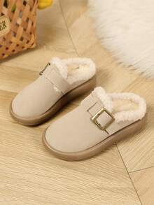 Dép thời trang trẻ em / Dép đi trong nhà/ngoài trời ấm áp lót bông cho trẻ em, size nhỏ hơn bình thường. - Màu be - Xem 6