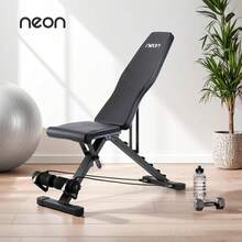 NEÓN |   Banco De Ejercicio Plegable Multiposición – Ajustable – Para Pesas Musculación – Con 2 Ligas Incluídas – Entrenamiento De Cuerpo Completo - 1 - Ver 2
