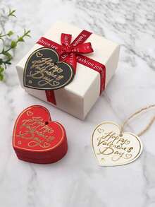 100pcs Happy Valentine's Day Heart-Shaped Kraft Paper Gift Tags - Romantic Hanging Labels For Wedding, Gift Wrapping, Crafts, And Home Decorations - Rustic, Versatile, And Easy To Use - Heart-shaped - View 2
