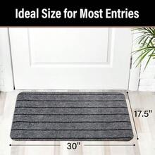 Tapete para puerta exterior con respaldo de goma antideslizante paquete de 2 felpudo de 43 x 76 cm para entrada al aire última intervensión interior entrada hogar lavable a máquina perfil bajo - como en la foto - Ver 2