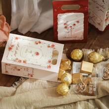 4个蝴蝶玫瑰糖果礼盒，高品质创意纸袋，适用于生日、情人节、派对、婚礼回礼、毕业礼物包装 - 彩色 - 查看 3