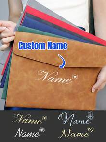 Custom Name Folder - Magnetic Closure,Personalized Leather Folder,Customized Document Bags With Name,Customizable Folders For School,Waterproof And Large Capacity,Birthday Gifts,Back To School Supplies,Examination,Boyfriends,Girlfriends,Family,Office Workers,Customers,Business/Work/Office/School,Office Decor