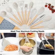 [19 Piece KITCHEN UTENSILS SET]Kitchenware Utensils And Knife Set,Practical Kitchen Accessories Includes 9 Piece Non-Stick Silicone Cooking Utensils- 5 Piece Sharp Stainless Steel Chef Knives- Scissors -Whisk Tongs And Cutting Board ,Kitchen Utensil Set Be Your Kitchen Assistant,Kitchen Essential- Great For Chefs, Bakers, Pastry Chefs, Or Amateurs. Best For Stirring, Scraping, Folding, Cooking, And Steaming All Kinds Of Food,Room Decor. It's A Thoughtful And Practical Present For Any Cooking Enthusiast,Christmas Gift For Home Chefs • New Year's Culinary Upgrades - 白色 - 查看 3