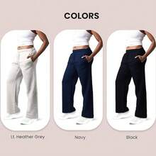 3 Pack Women's Wide Leg Sweatpants Workout And Yoga (Plus Sizes Available) ZQZF - Black / Navy / Lt. Heather Grey - View 11