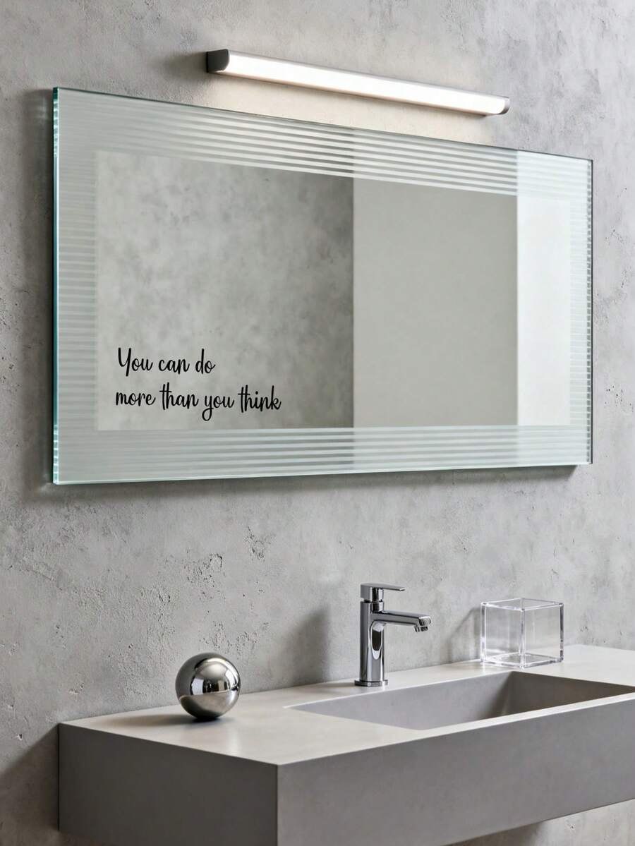 1/2Pcs Inspirational "You Can Do More Than You Think" Mirror Decal Set – Gloss Wall Sticker | Self-Adhesive Motivational Empowerment Quote, Home Decor Accessory For Bathroom & Bedroom - Multicolor - View 1