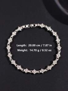 1pc Fashionable High-End Minimalist Unique Personalized Full Diamond Cross Flower Chain Men's Bracelet, Suitable For Daily Commute, Holidays, Parties, Men's Jewelry - Multicolor - View 6