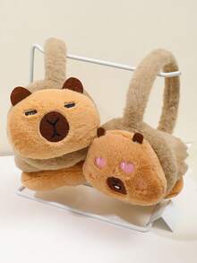 Women's Fluffy Capybara Ear Warmer, Capybara Floral Design Ear Warmer, Fashionable & Warm Ear Warmer For Women In Autumn/Winter Ear Muffs - Capybara - View 7